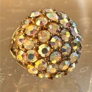 Elegent Vintage Rhinestone Ring by Prestige- Statement Piece- Adjustable